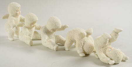 Snowbabies Tumbling In The Snow-Set Of 5 - Boxed