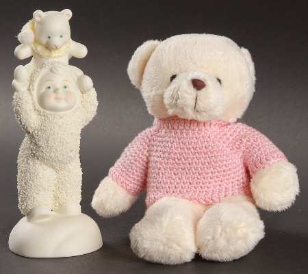 Snowbabies Bear Back Ride-Set Of 2-With Teddy Bear - Boxed
