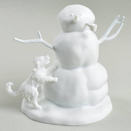 Winter Silhouettes-Porcelain Snowman With Dog - No Box 106c