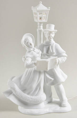 Winter Silhouettes-Porcelain Man And Woman Lamppost - No Box