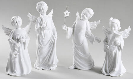 Winter Silhouettes-Porcelain Christmas Pageant Angels-Set Of 4 - Boxed