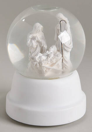 Winter Silhouettes-Porcelain Musical Waterglobe-Away In A Manger - Boxed