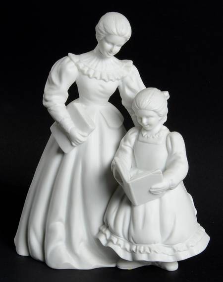 Winter Silhouettes-Porcelain Woman And Child Caroler - No Box