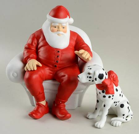 Winter Silhouettes-Porcelain Dog's Best Friend Santa-Set Of 2-Red - No Box