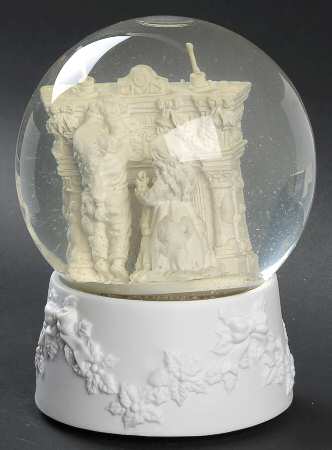 Winter Silhouettes-Porcelain Musical Waterglobe-Decoratiing The Mante - Boxed