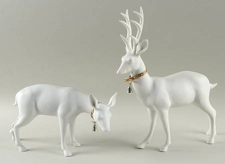 Winter Silhouettes-Porcelain Snowy White Deer - Boxed