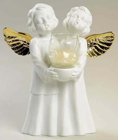 Winter Silhouettes-Porcelain A Choir Of Angels Votive Holder - Boxed