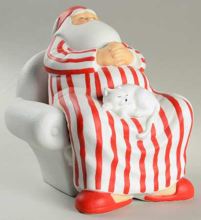 Winter Silhouettes-Porcelain Cat Nap Santa - Boxed