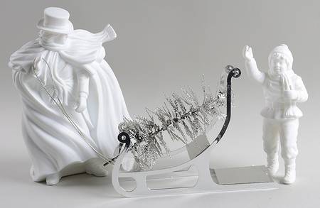 Winter Silhouettes-Porcelain Bringing Home The Tree-Set Of 4 - Boxed