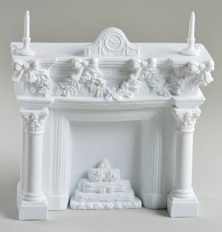 Winter Silhouettes-Porcelain Mantle With Candlesticks-Only - No Box