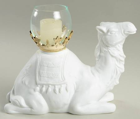 Winter Silhouettes-Porcelain Christmas Camel Candleholder - Boxed