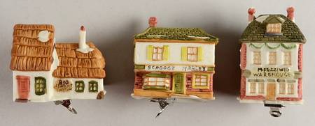 Dickens Village-Ornament Set Of 3-Clip Ons - Boxed