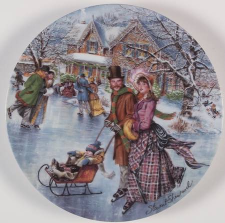 Victorian Christmas Skating On The Pond - Boxed