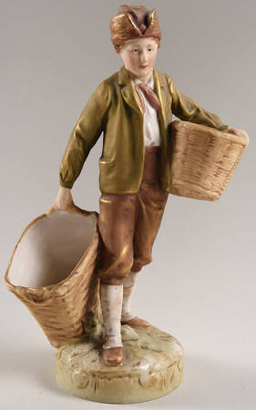 Royal Dux Figurine (Older Mark) Man Carrying Baskets - No Box