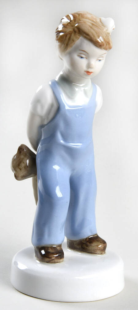 Royal Dux Figurine (Older Mark) Girl With Teddy Bear - No Box