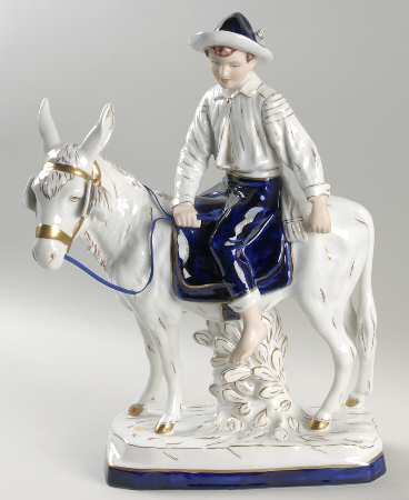 Royal Dux Figurine (Older Mark) Boy On Donkey - No Box