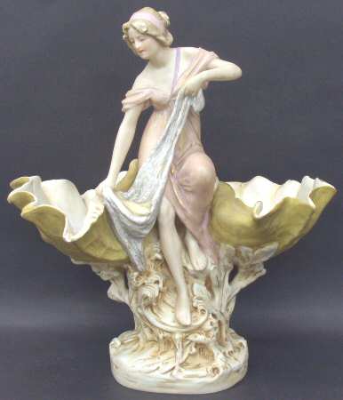Royal Dux Figurine (Older Mark) Peasant Girl Centerpiece - No Box