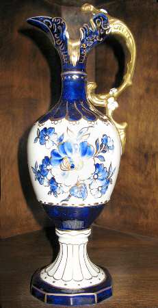 Royal Dux Figurine (Older Mark) Cobalt Floral Ewer - No Box
