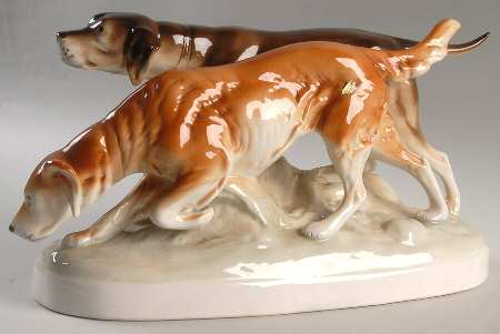 Royal Dux Figurine (Older Mark) Hunting Dogs - No Box