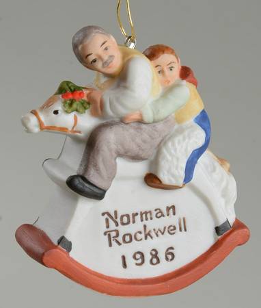 Rockwell Saturday Evening Post Grandpa & Rocking Horse - Boxed