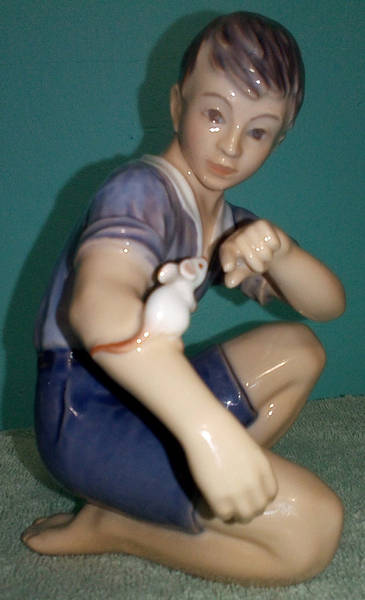 Dahl Jensen Figurine Boy With Mouse - No Box