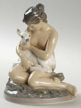 Dahl Jensen Figurine Woman With Fawn - No Box