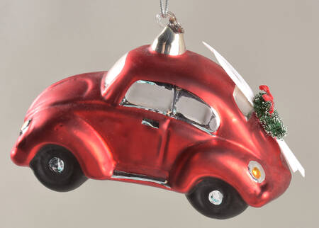Mercury Glass Ornaments Auto With Wreath & Skis - No Box