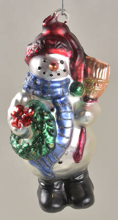 Mercury Glass Ornaments Snowman With Lantern - Boxed