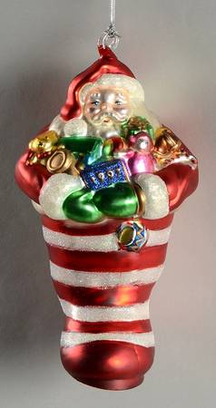 Mercury Glass Ornaments Santa Stocking Ornament - Boxed