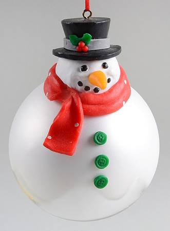 Mercury Glass Ornaments Snowman Ball Ornament - Boxed