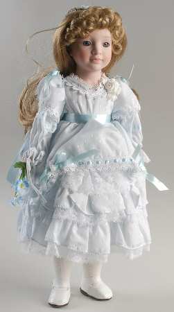 Dynasty Dolls Blue Dress Blonde Girl Porcelain - Boxed