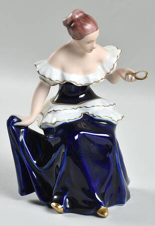 Royal Dux Figurine #2(Newer) Lady With Mirror-Blue Dress - No Box