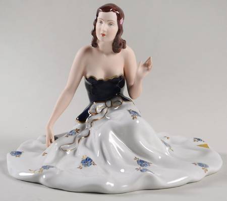 Royal Dux Figurine #2(Newer) Lady In Blue Dress - No Box