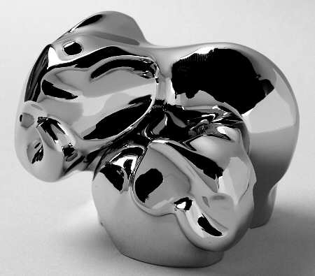 Animal Figurine-Miniature Elephant Pair-Nickel Plated - Boxed