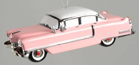 Snow Village Ornament 1955 Pink Cadillac Fleetwood - With Box