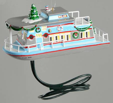 Snow Village Ornament Jingle Belle Houseboat - Boxed