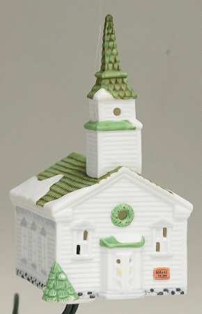 New England Village Ornament Steeple Church - Boxed