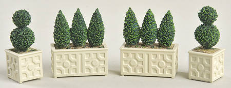 Seasons Bay Planter Box Topiaries-Set Of 4 - Boxed