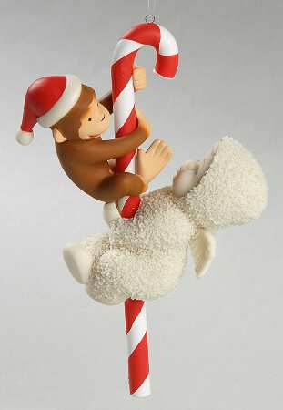 Snowbabies Guest Collection Ornaments Peppermint Pals-Curious George - Boxed
