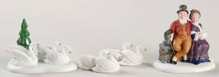 Twelve Days of Dickens Village Seven Swans A-Swimming-Set Of 4 - Boxed