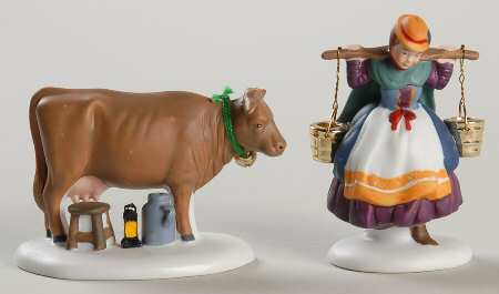 Twelve Days of Dickens Village Eight Maids A-Milking-Set Of 2 - Boxed