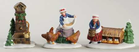 Twelve Days of Dickens Village Three French Hens-Set Of 3 - Boxed