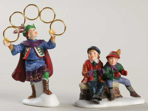 Twelve Days of Dickens Village Five Golden Rings-Set Of 2 - Boxed