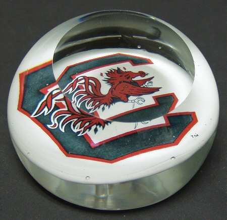 Collegiate Glass Paperweight University Of South Carolina - With Box