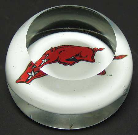Collegiate Glass Paperweight University Of Arkansas - Boxed