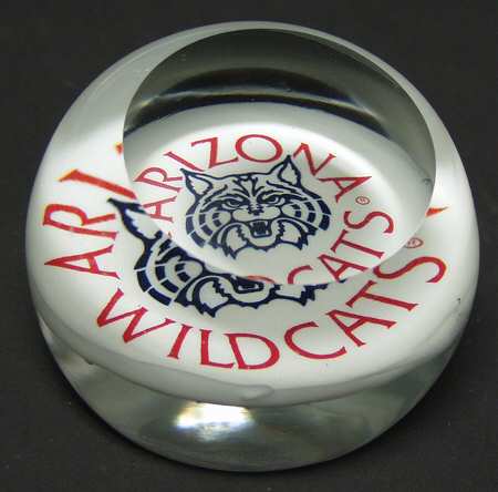Collegiate Glass Paperweight University Of Arizona-1 - Boxed