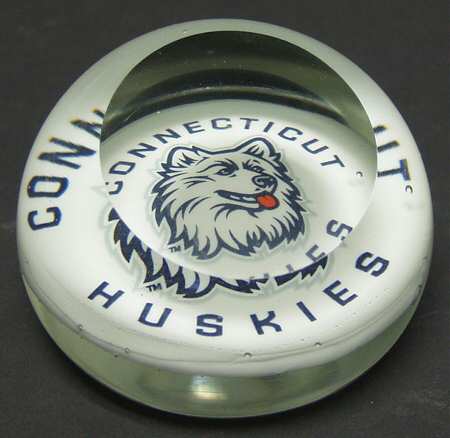 Collegiate Glass Paperweight University Of Connecticut - Boxed