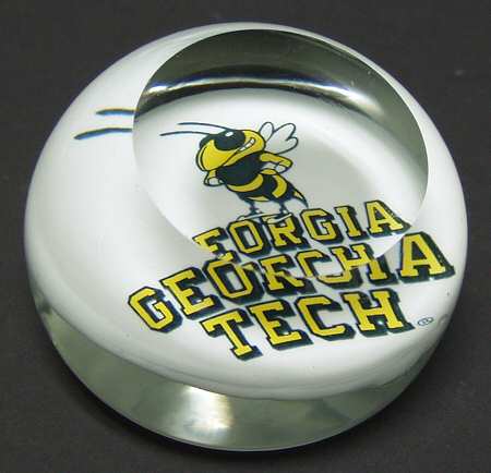 Collegiate Glass Paperweight Georgia Tech - Boxed