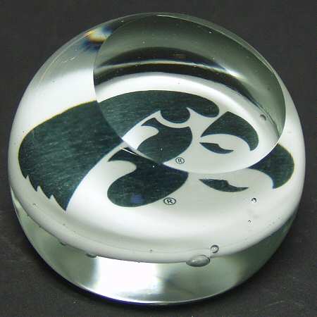 Collegiate Glass Paperweight University Of Iowa - Boxed