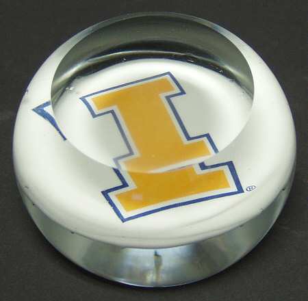 Collegiate Glass Paperweight University Of Illinois - Boxed